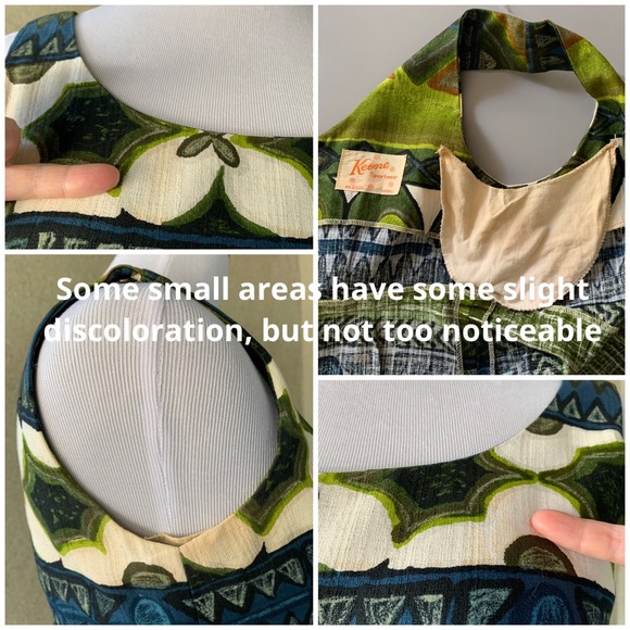 🌺 “Keone” Vintage Hawaiian Barkcloth Muumuu Maxi-Dress size XS 🌺 - Picture 7 of 12